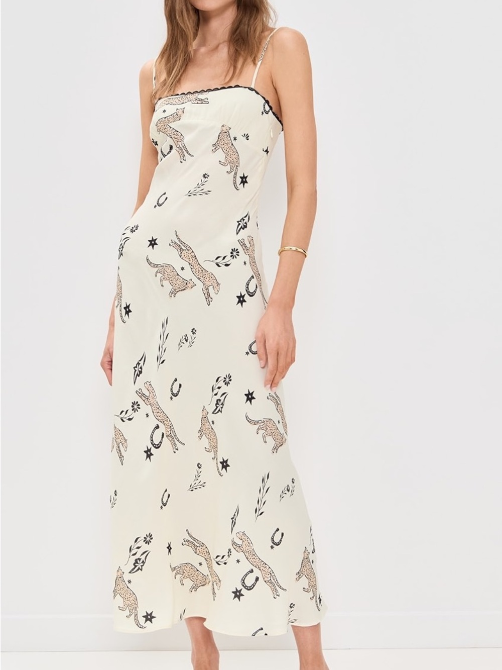 NWT VRG Girl bias slip dress cosmic cheetah
